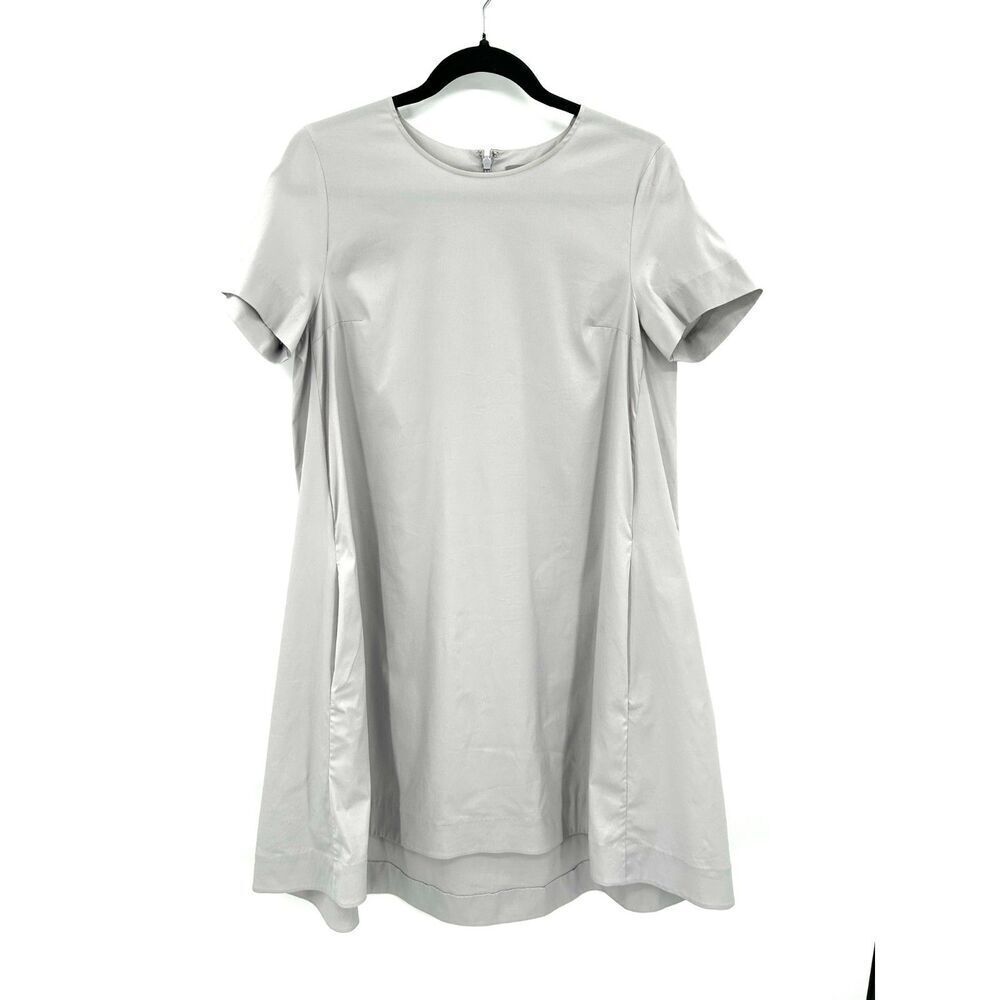 COS Light Gray Oversized Relaxed Fit Crepe Lightweight Knee Length Shift Dress 4
